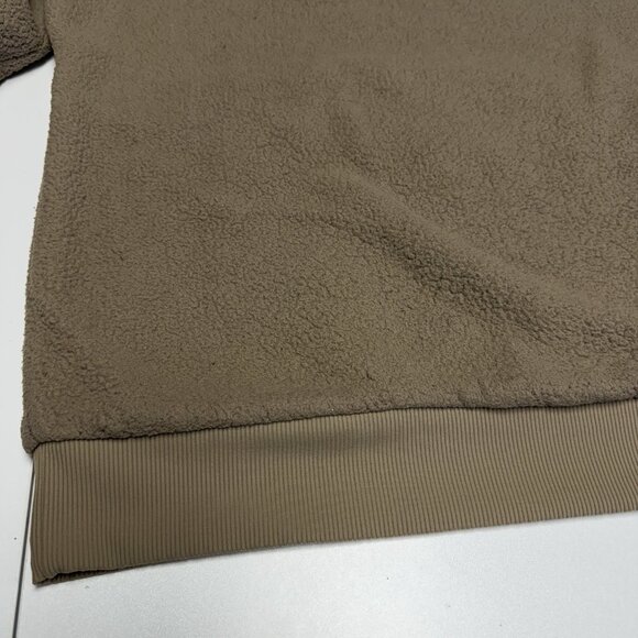 Alo Fleece Sweatshirt Jacket Medium 22.5x26.5 Brown Micro Sherpa Yoga - Picture 13 of 16